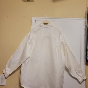 Eddie Bauer Women's Longsleeve White Linen Shirt Size L